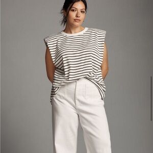 Anthropologie Maeve Black and White Striped Top Large